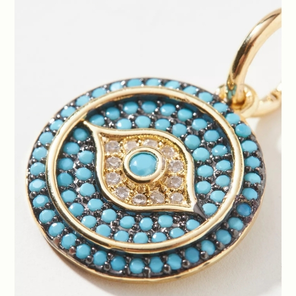 Anthropologie Blue Disc Spirit Eye Pendant - dark turquoise - Picture 2 of 11